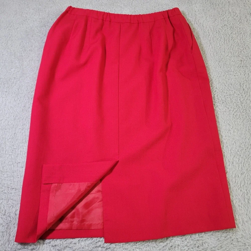 Pendleton Midi Skirt Womens 16 Bright Red Twill‎ Preppy Academia Vintage